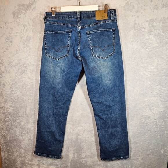 Royal Blue Mens 34x30 Straight Leg Jeans Classic Blue Denim casual whiskered - Picture 2 of 13